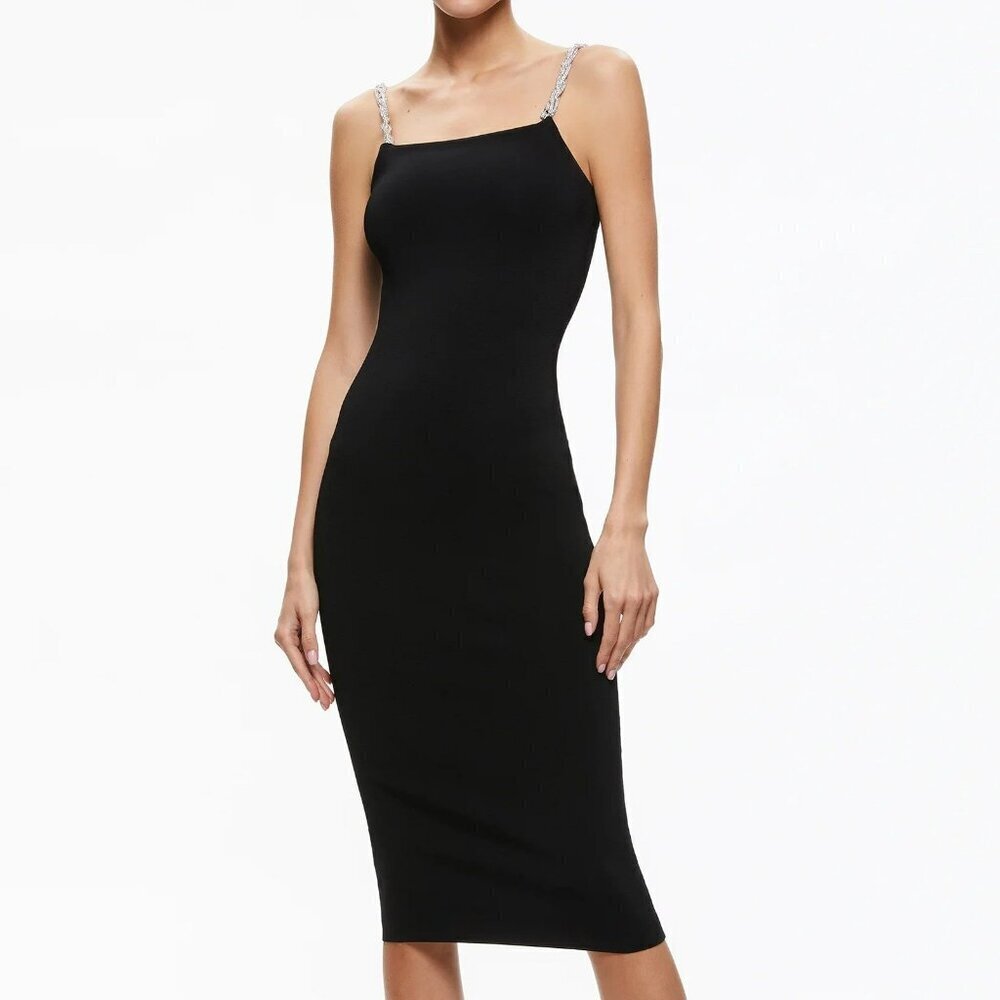 Alice + Olivia Valda Women's Embellished Strap Black Dress Size S (MSRP $440) - Picture 1 of 7